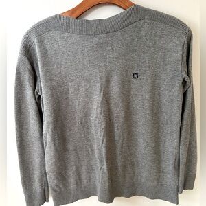 Land's End Chase Bank 3/4 Sleeve Gray Sweater